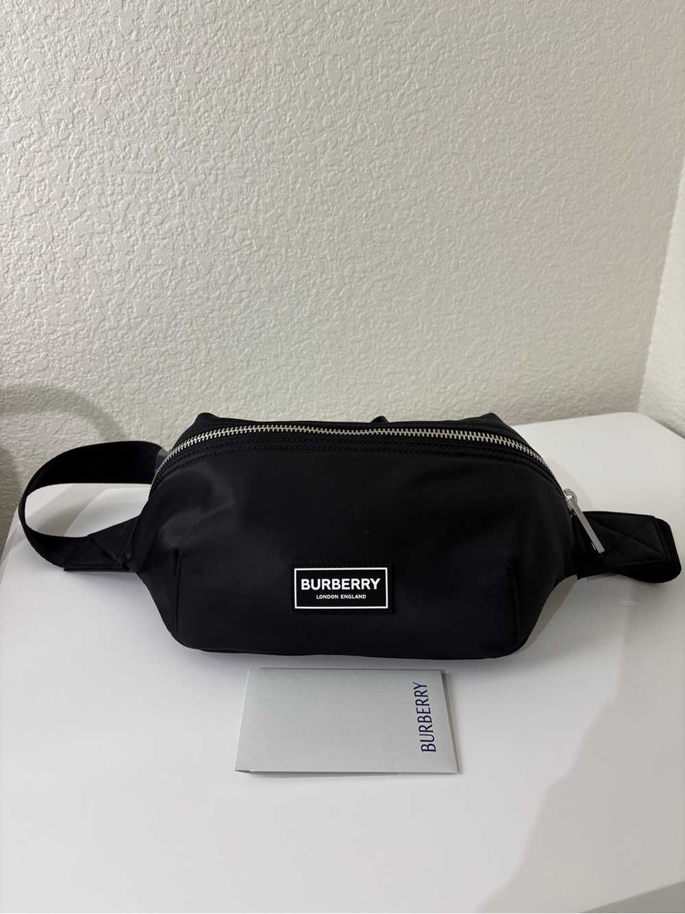 Burberry Black Nylon Belt Bag with Logo Patch - Picture 1 of 8